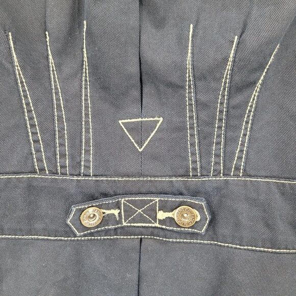 Vintage 80s Faded Glory Black Denim Band Jacket M Contrast Stitching Steampunk - Picture 11 of 12